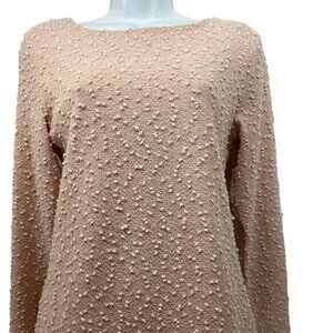 JENNIFER LOPEZ pale pink textured LS top with sash Women Petite M